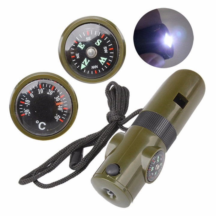 Explore the Great Outdoors with the 7-In-1 Multifunctional Outdoor Survival Whistle Compass