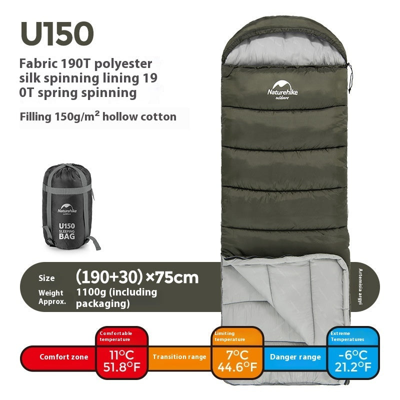Naturehike Hooded Envelope Sleeping Bag Outdoor Camping Cold-Proof Double