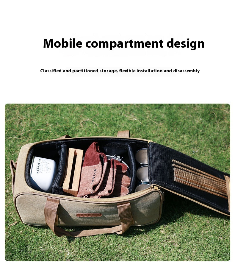 Outdoor Camping Cookware Set Gas Stove Tableware Picnic Bag