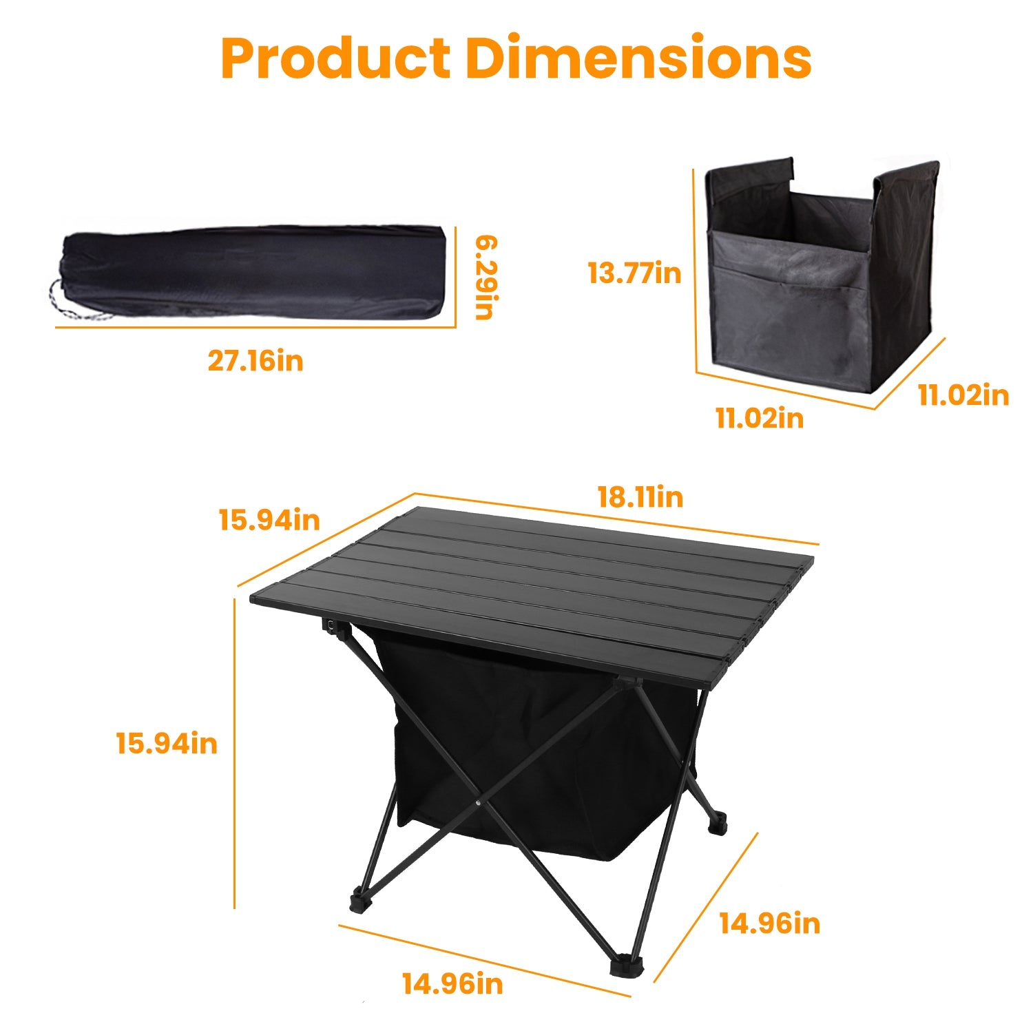 Foldable Aluminum Camping Table With Storage Basket And Carry Bag
