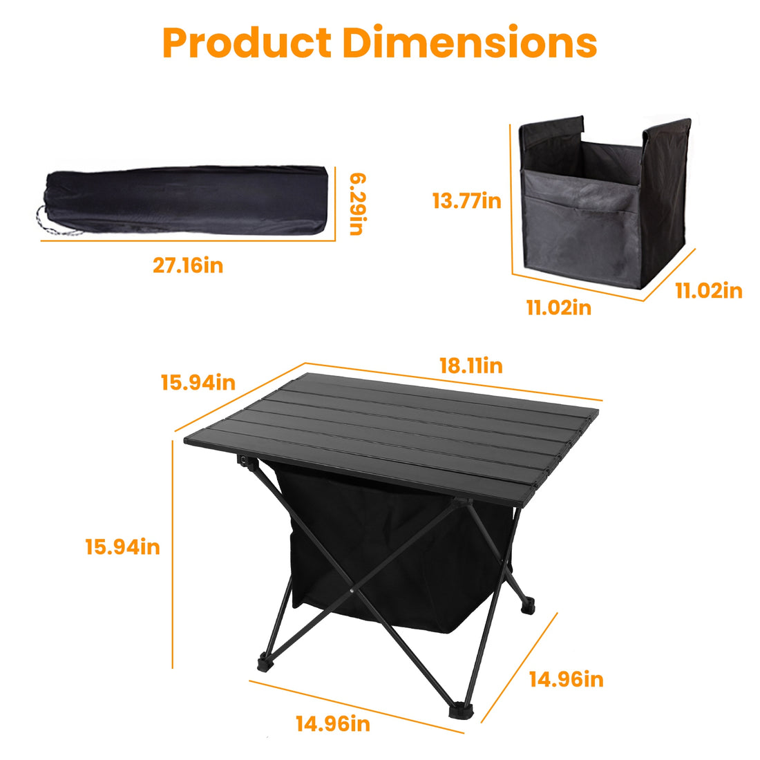 Foldable Aluminum Camping Table With Storage Basket And Carry Bag