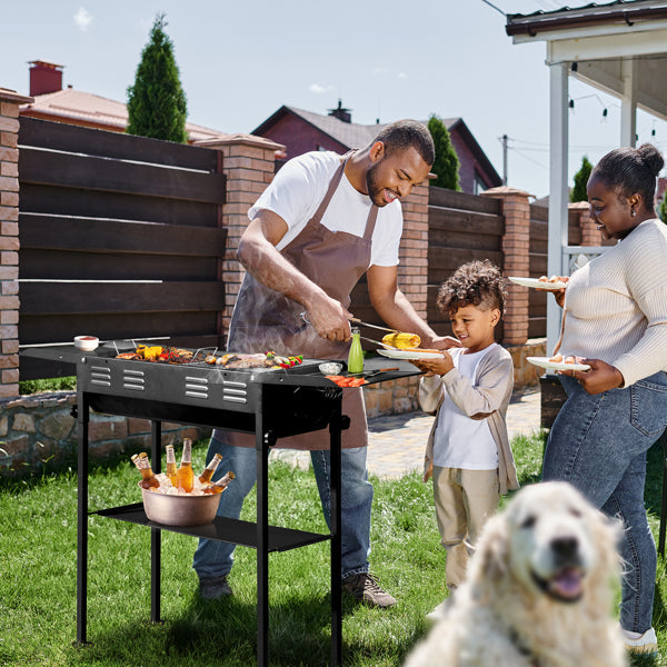 Rectangular Black Iron Barbecue Grill Compact Durable Design