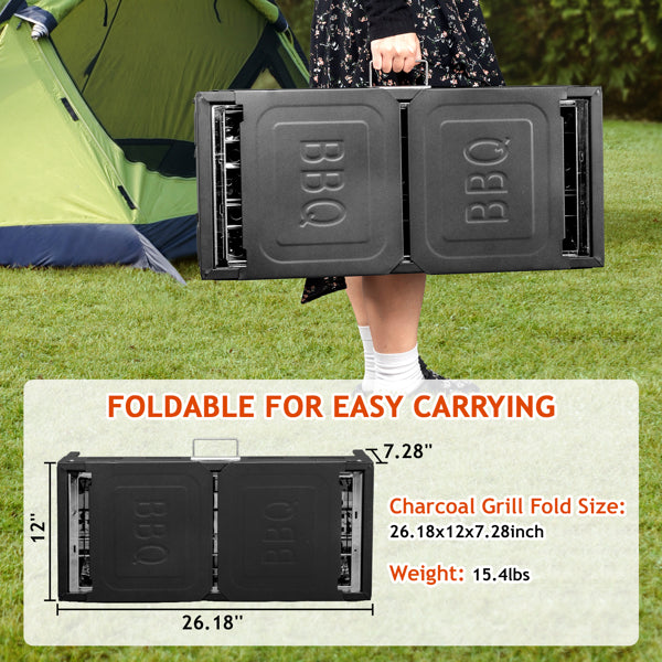 Rectangular Black Iron Barbecue Grill Compact Durable Design