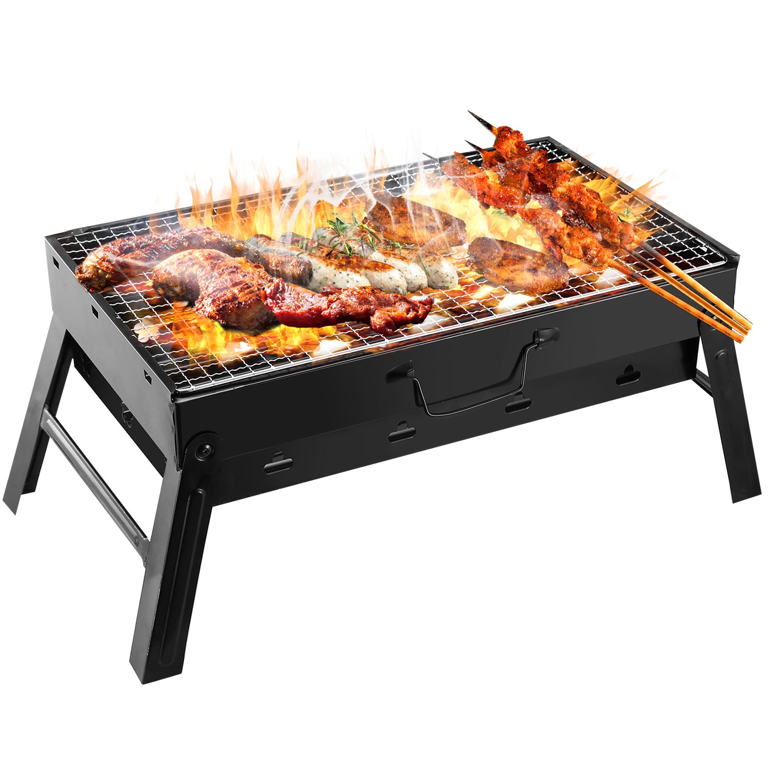 Portable Foldable Charcoal BBQ Grill Lightweight Camping Smoker Grill