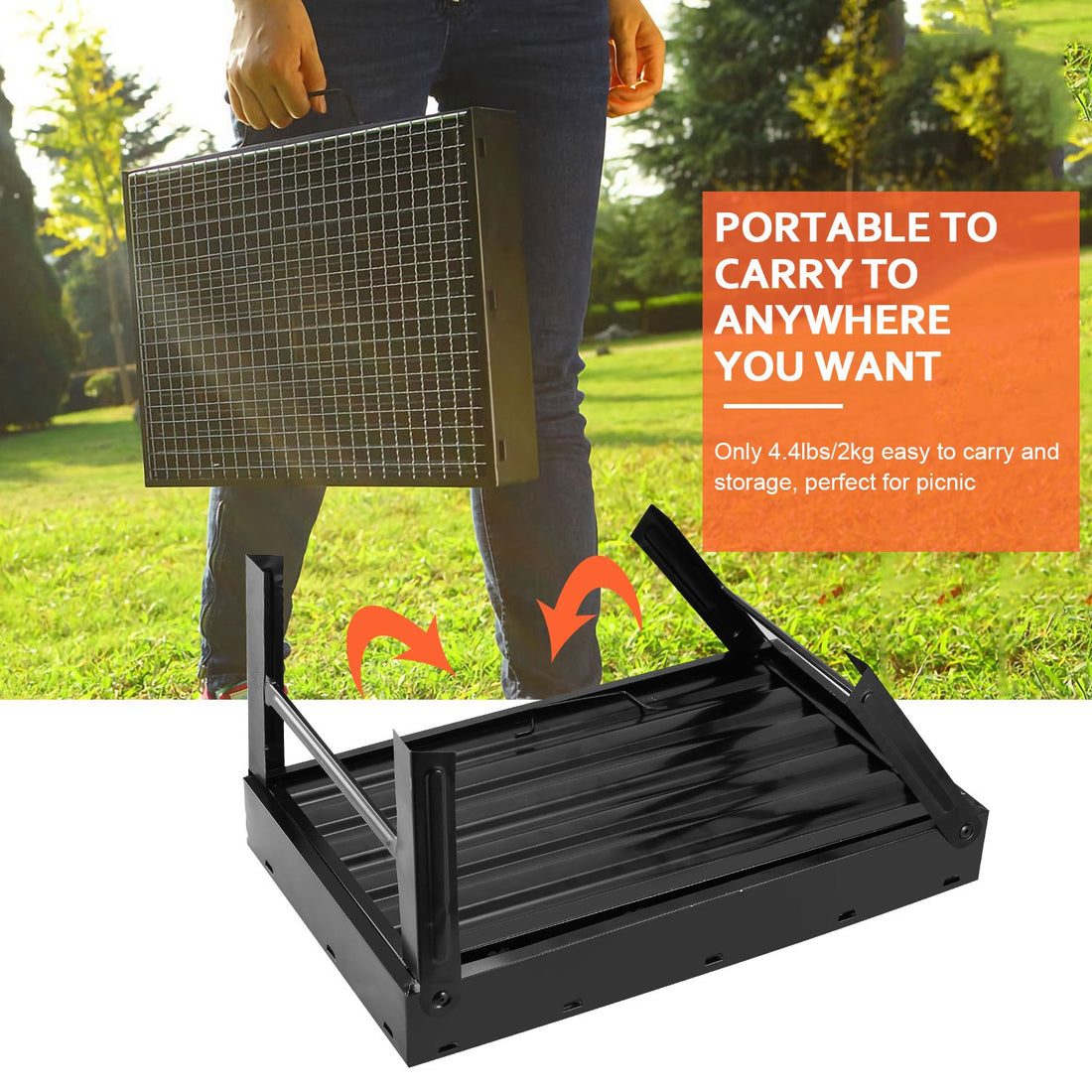 Portable Foldable Charcoal BBQ Grill Lightweight Camping Smoker Grill