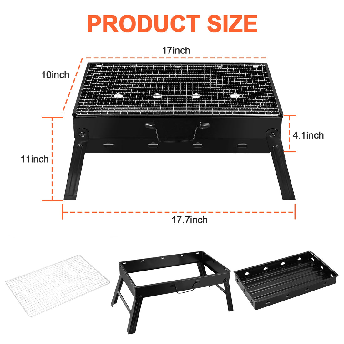 Portable Foldable Charcoal BBQ Grill Lightweight Camping Smoker Grill