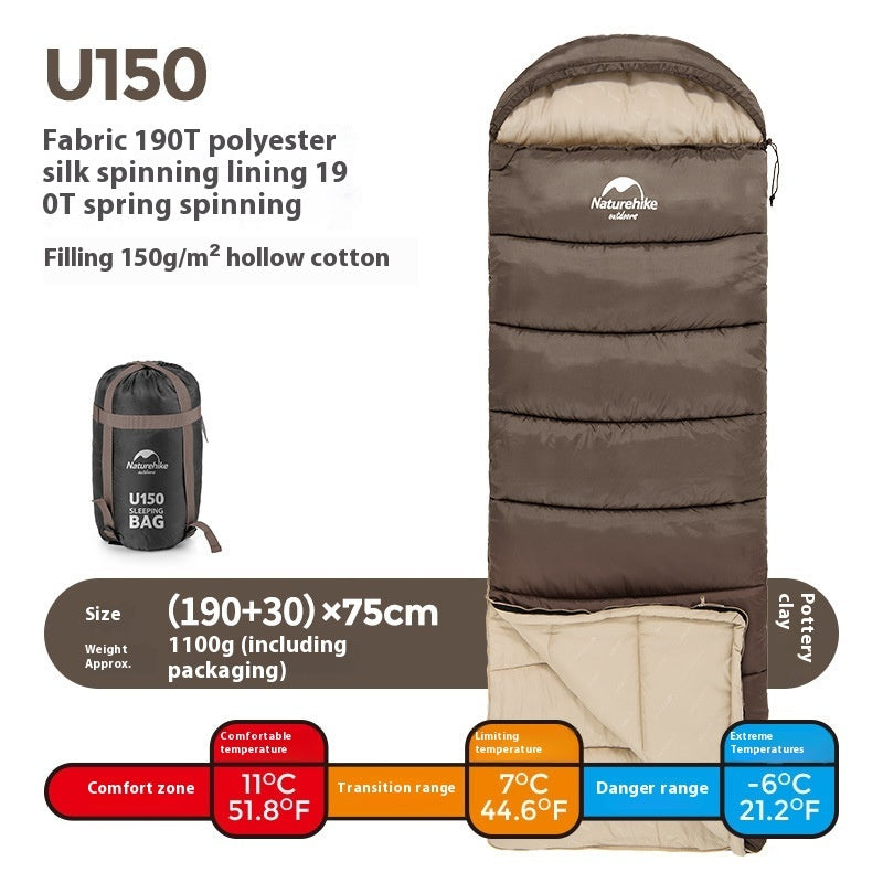 Naturehike Hooded Envelope Sleeping Bag Outdoor Camping Cold-Proof Double
