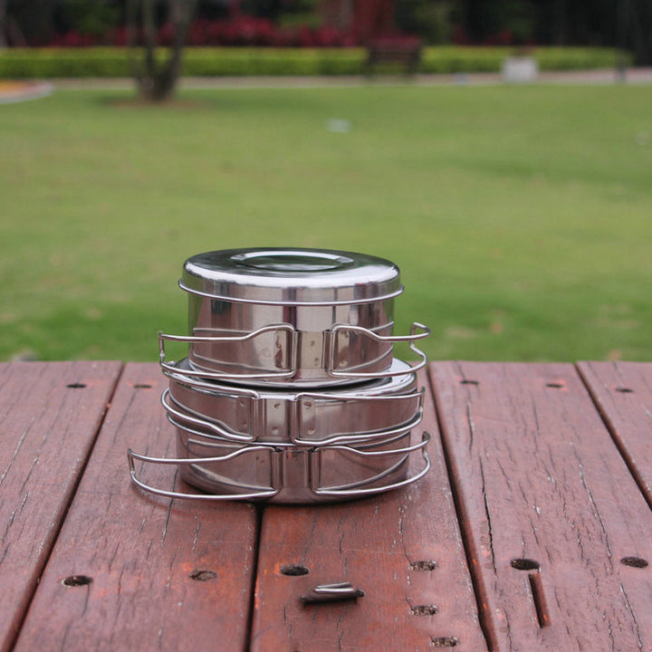 Outdoor Stainless Steel Camping Cookware Portable Pot Set
