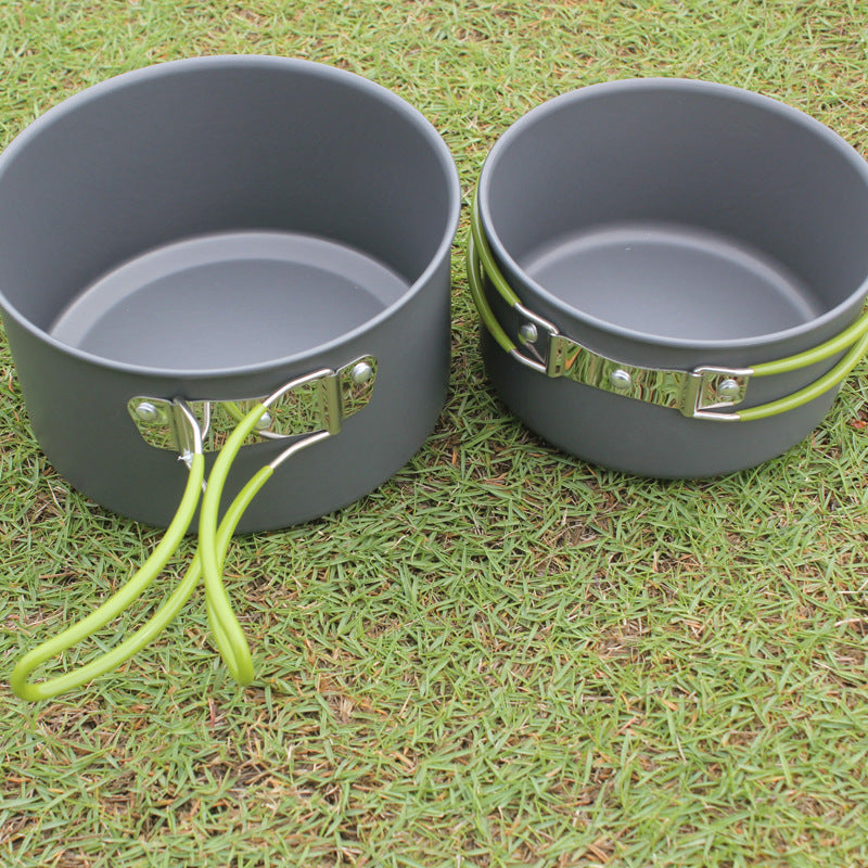 Portable Outdoor Camping Cookware Set Non-Stick Pan Pot Bowl