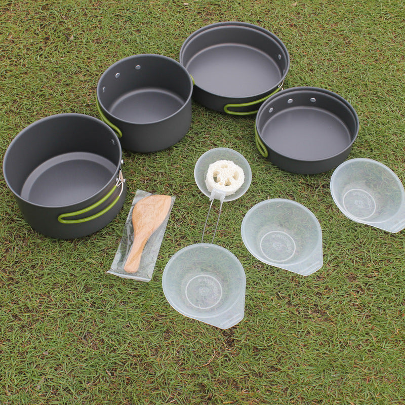 Portable Outdoor Camping Cookware Set Non-Stick Pan Pot Bowl