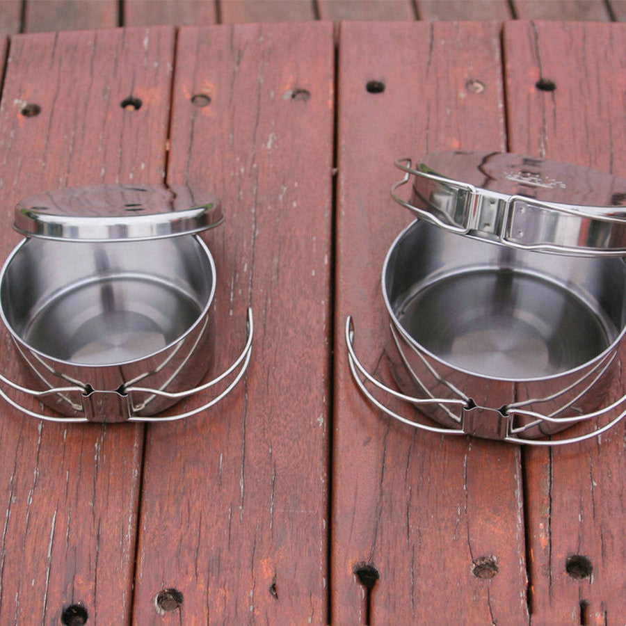 Outdoor Stainless Steel Camping Cookware Portable Pot Set