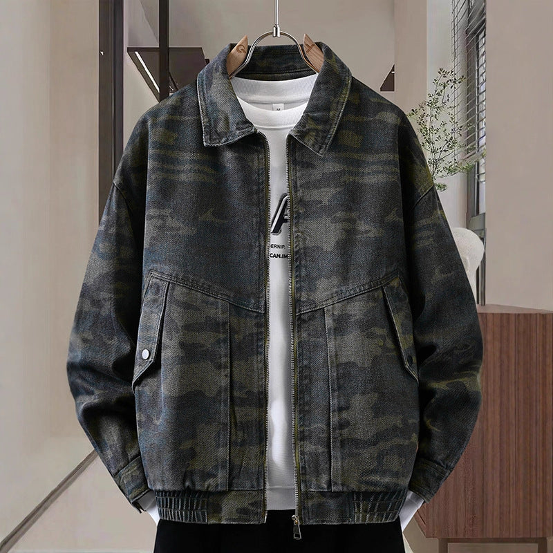 Camouflage American Casual Polo Collar Jacket Men's Spring And Autumn