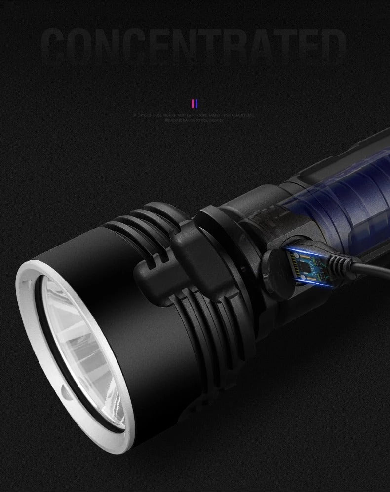 Rechargeable Super Bright LED Outdoor Flashlight Focusing Lamp