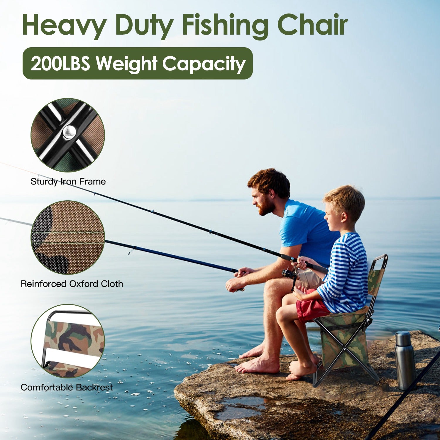 Foldable Fishing Chair With Backrest And Built-In Cooler Bag