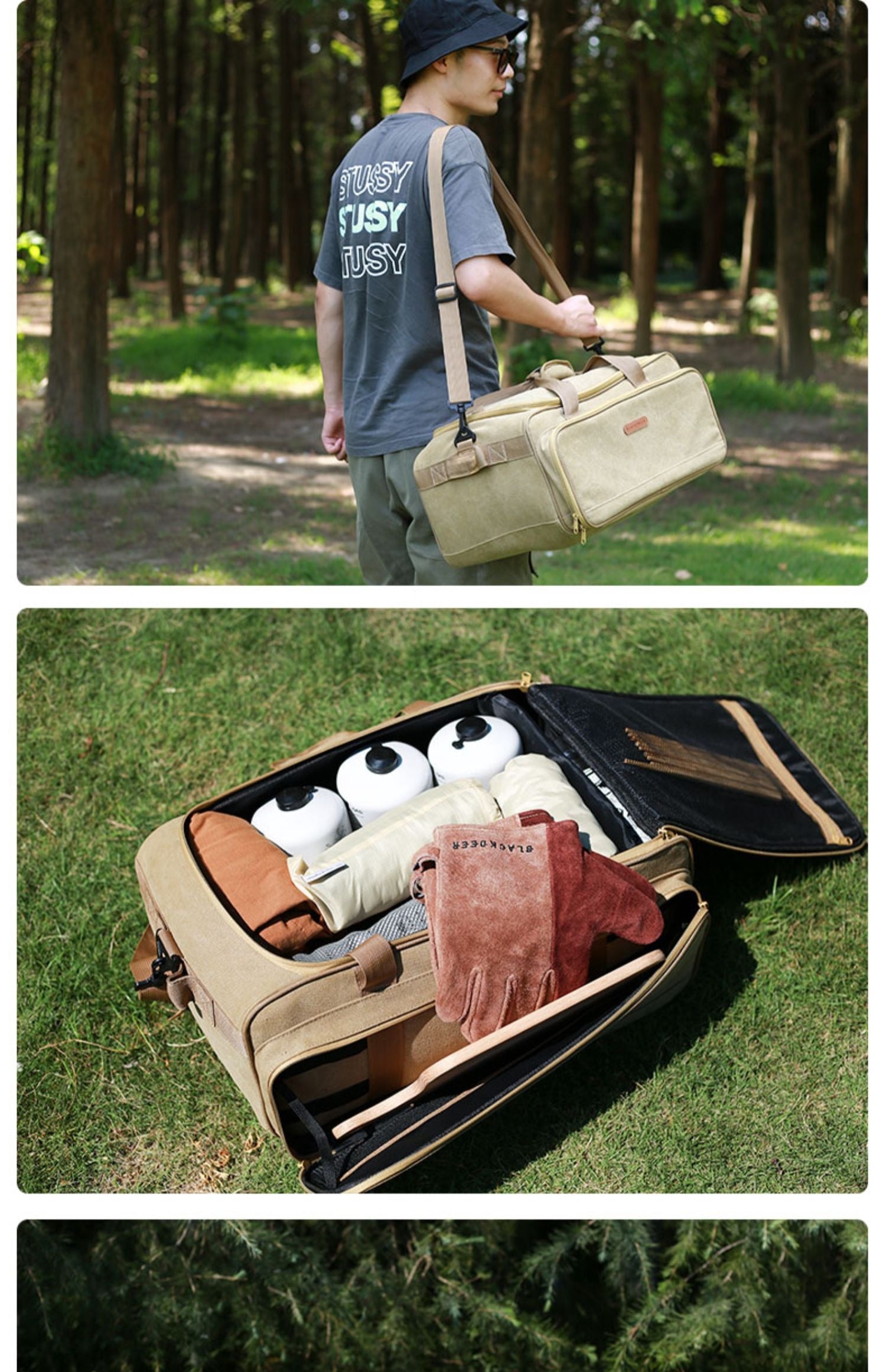 Outdoor Camping Cookware Set Gas Stove Tableware Picnic Bag