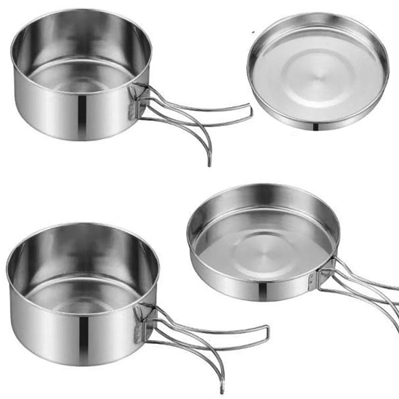 Outdoor Stainless Steel Camping Cookware Portable Pot Set