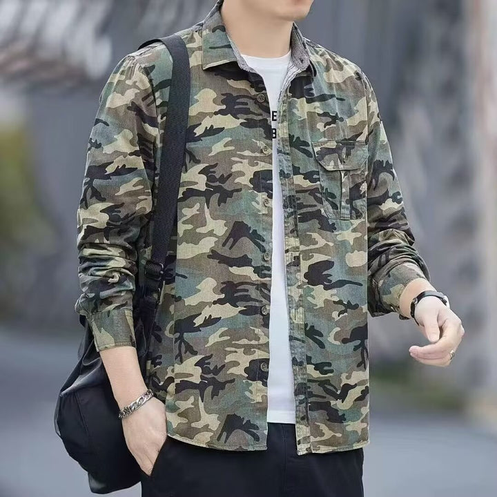 Retro Loose Shirt Men's Casual Handsome Camouflage Long Sleeve Jacket