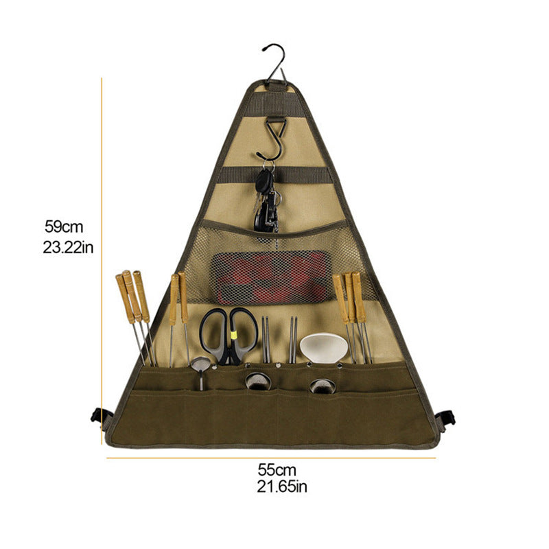Outdoor Camping Foldable Tableware Set Spatula Spoon Bag
