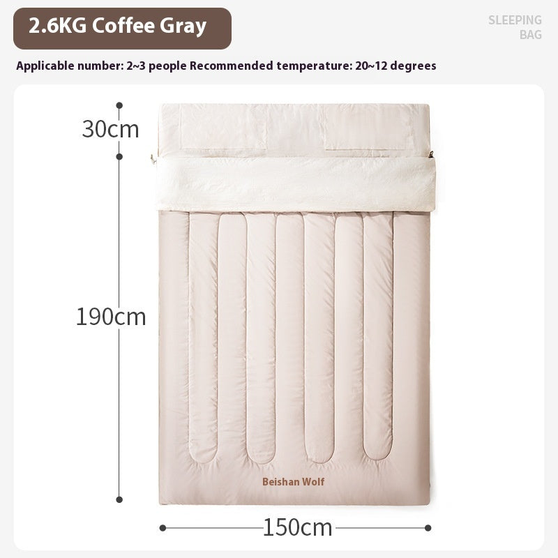 Double Outdoor Sleeping Bag Thickened Cold-Protection Camping Bag