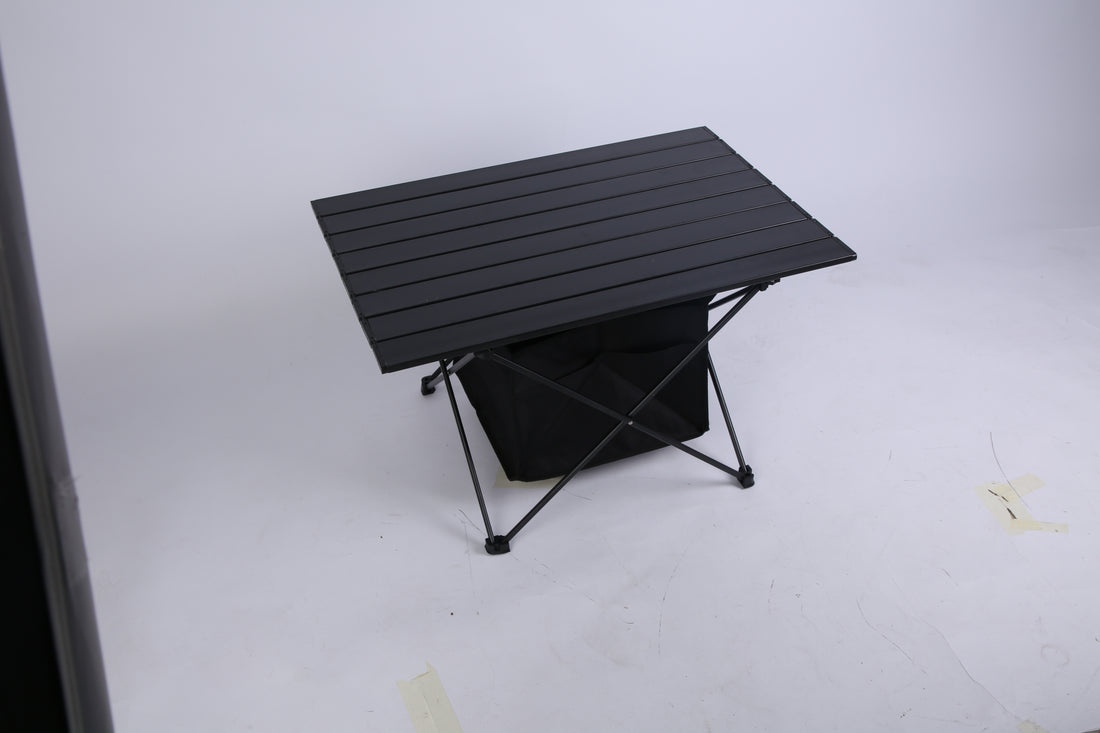 Foldable Aluminum Camping Table With Storage Basket And Carry Bag