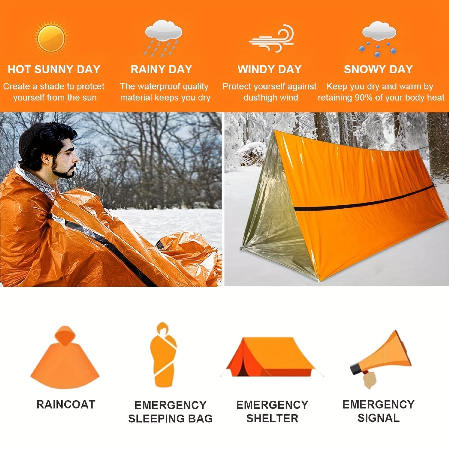 Portable Lightweight Thermal Sleeping Bag Blanket Bivy Sack for Camping