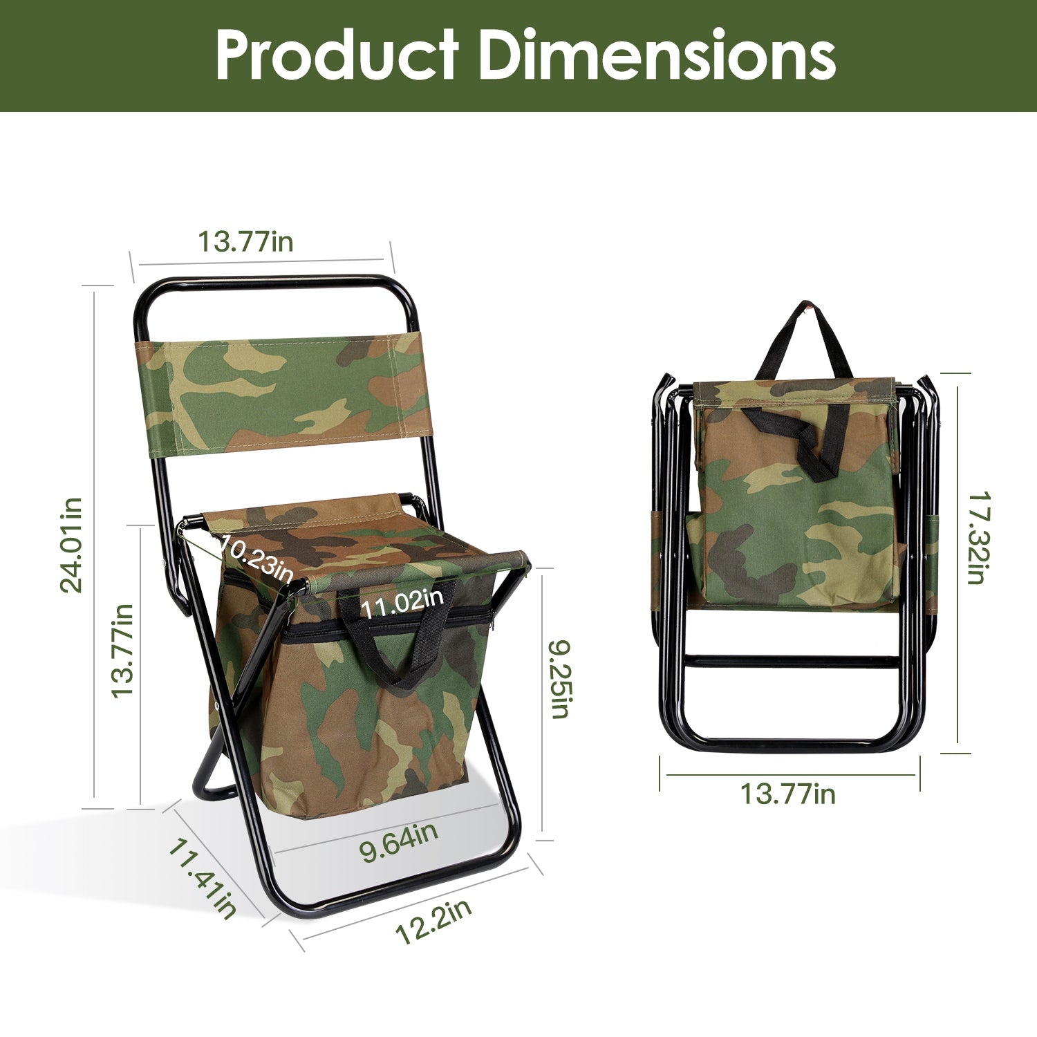 Foldable Fishing Chair With Backrest And Built-In Cooler Bag