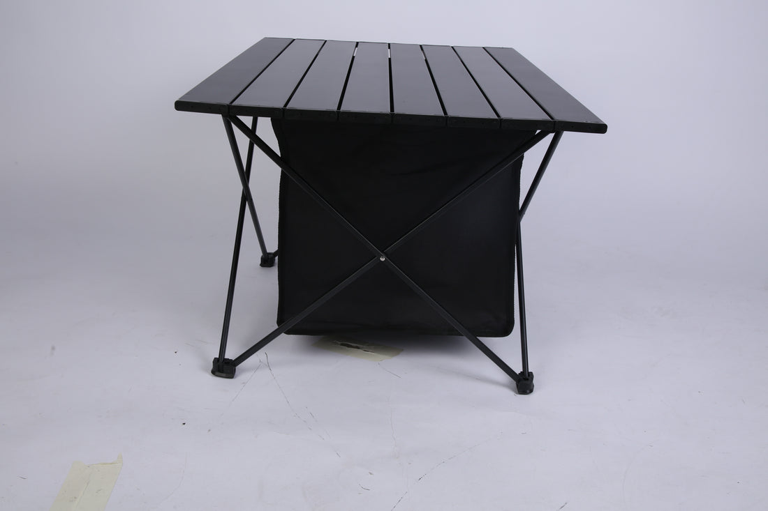 Foldable Aluminum Camping Table With Storage Basket And Carry Bag