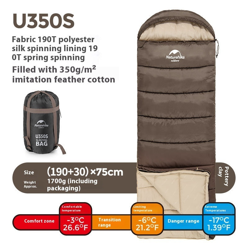 Naturehike Hooded Envelope Sleeping Bag Outdoor Camping Cold-Proof Double