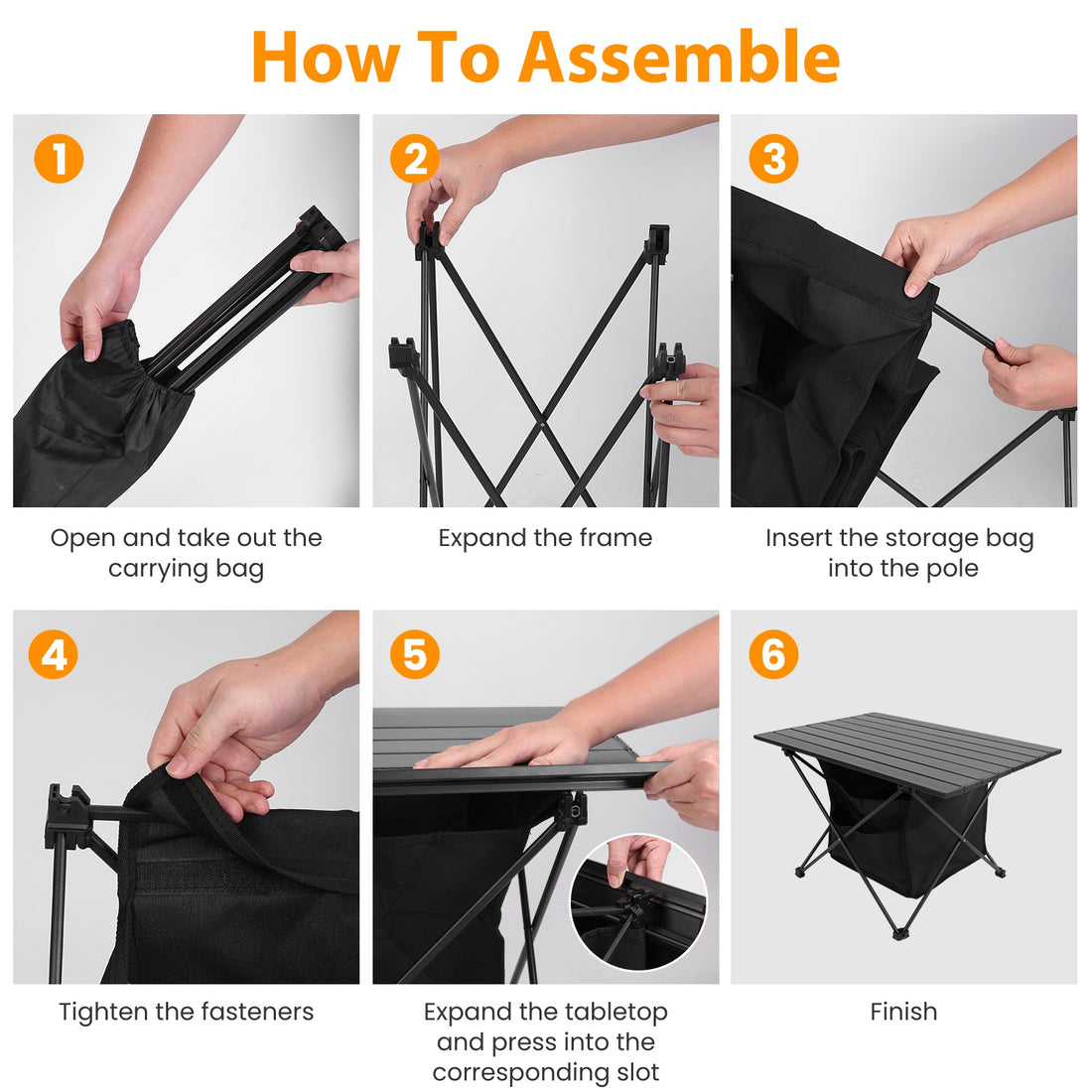 Foldable Aluminum Camping Table With Storage Basket And Carry Bag