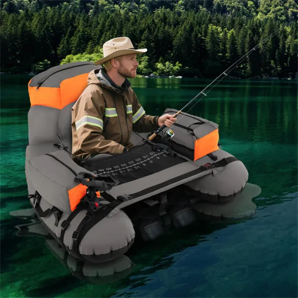 350lbs Inflatable Fishing Float Tube With Rod Holder And Fish Ruler